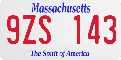 MA license plate 9ZS143
