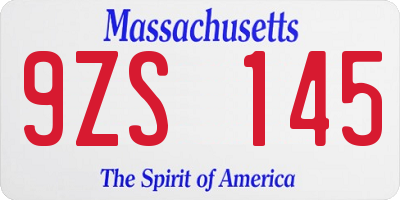 MA license plate 9ZS145