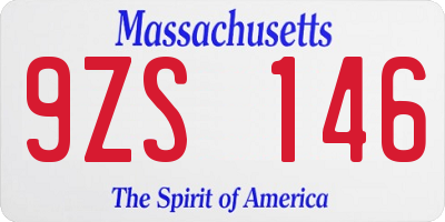 MA license plate 9ZS146