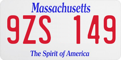 MA license plate 9ZS149