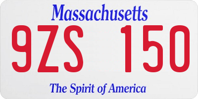 MA license plate 9ZS150