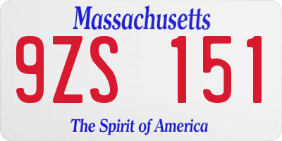 MA license plate 9ZS151