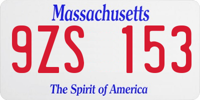 MA license plate 9ZS153