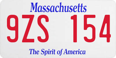 MA license plate 9ZS154