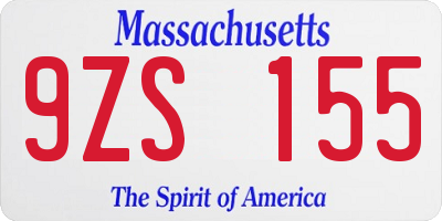 MA license plate 9ZS155