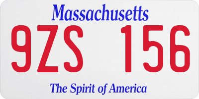 MA license plate 9ZS156