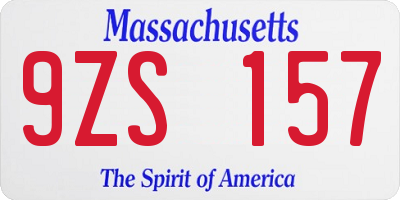 MA license plate 9ZS157