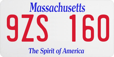 MA license plate 9ZS160