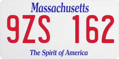 MA license plate 9ZS162