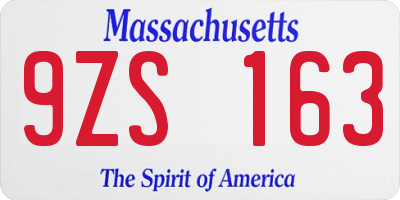 MA license plate 9ZS163