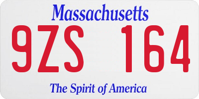 MA license plate 9ZS164