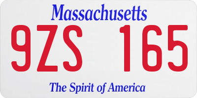 MA license plate 9ZS165