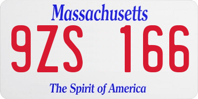 MA license plate 9ZS166