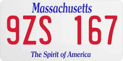 MA license plate 9ZS167