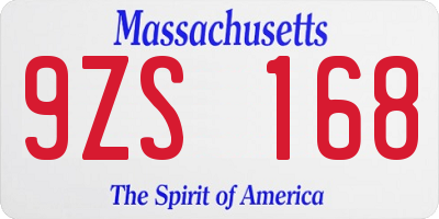 MA license plate 9ZS168