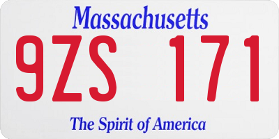 MA license plate 9ZS171