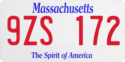 MA license plate 9ZS172