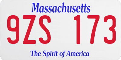 MA license plate 9ZS173