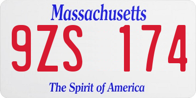 MA license plate 9ZS174