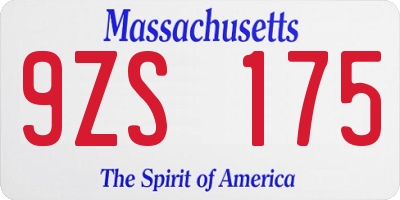 MA license plate 9ZS175