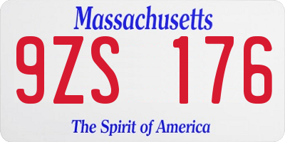 MA license plate 9ZS176