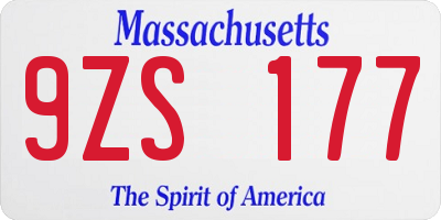 MA license plate 9ZS177