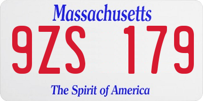 MA license plate 9ZS179