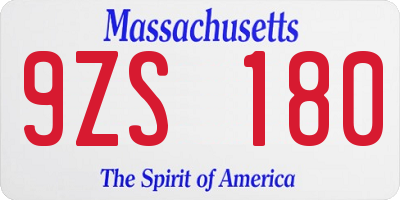 MA license plate 9ZS180