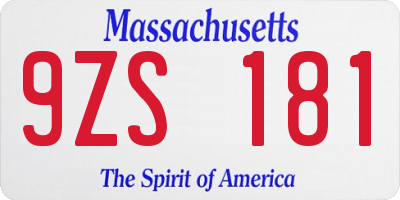 MA license plate 9ZS181