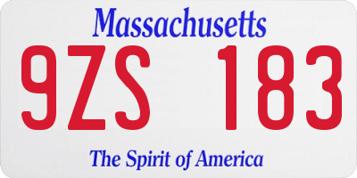 MA license plate 9ZS183