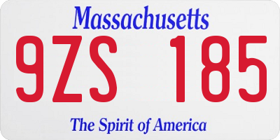 MA license plate 9ZS185