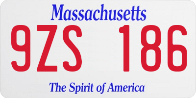 MA license plate 9ZS186