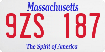 MA license plate 9ZS187