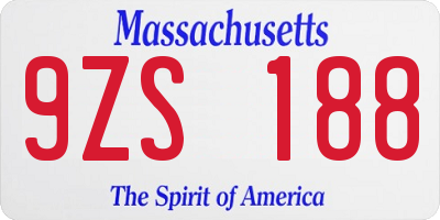 MA license plate 9ZS188