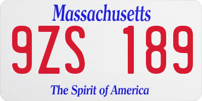 MA license plate 9ZS189