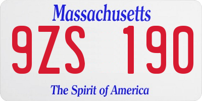 MA license plate 9ZS190