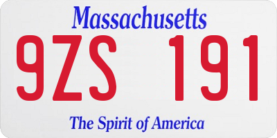 MA license plate 9ZS191
