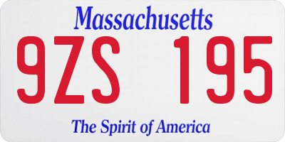 MA license plate 9ZS195