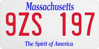 MA license plate 9ZS197