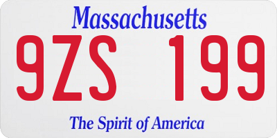 MA license plate 9ZS199