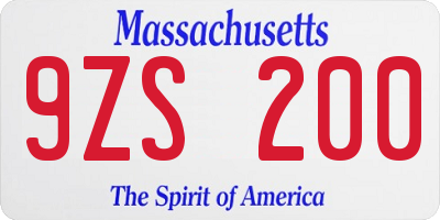 MA license plate 9ZS200