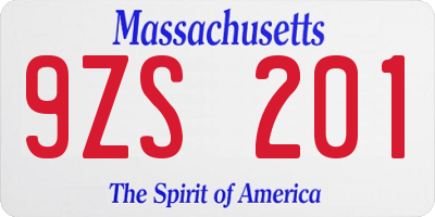 MA license plate 9ZS201