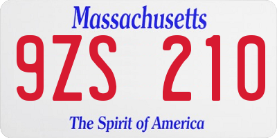 MA license plate 9ZS210