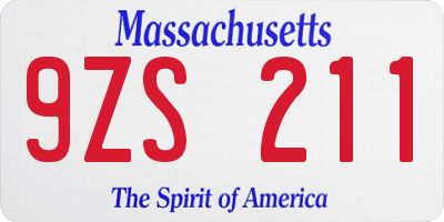 MA license plate 9ZS211