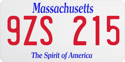 MA license plate 9ZS215