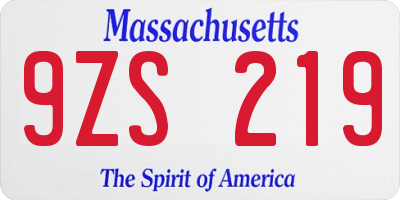 MA license plate 9ZS219