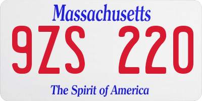 MA license plate 9ZS220