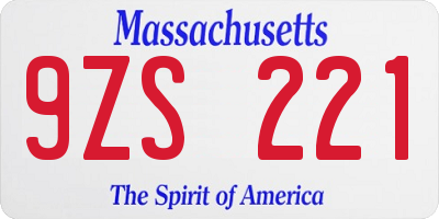 MA license plate 9ZS221