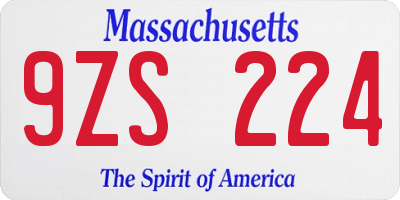 MA license plate 9ZS224