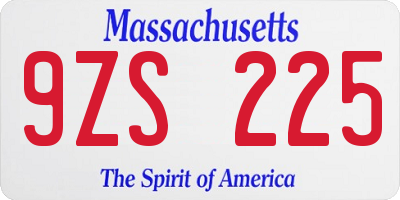 MA license plate 9ZS225